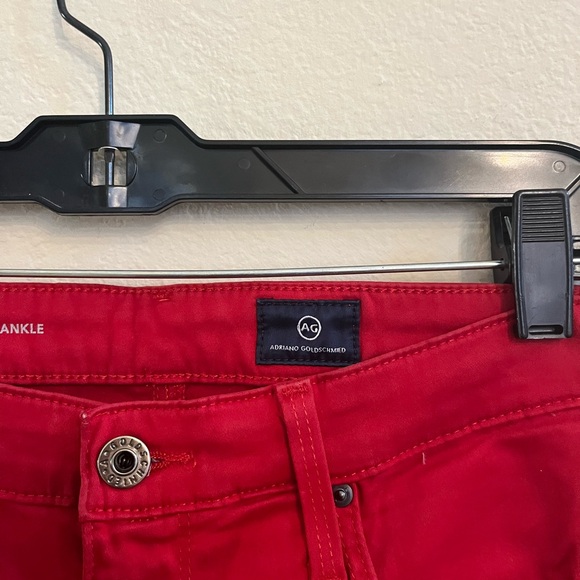 AG Farrah High Rise Ankle Skinny Stretch Sateen Jeans in Red Size 29 - Picture 7 of 11